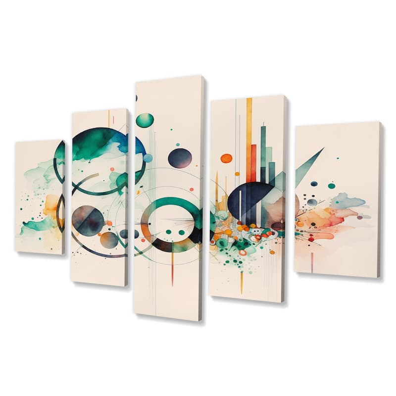 Designart "MultiColor Watercolor Geometric Art II" Modern Geometric